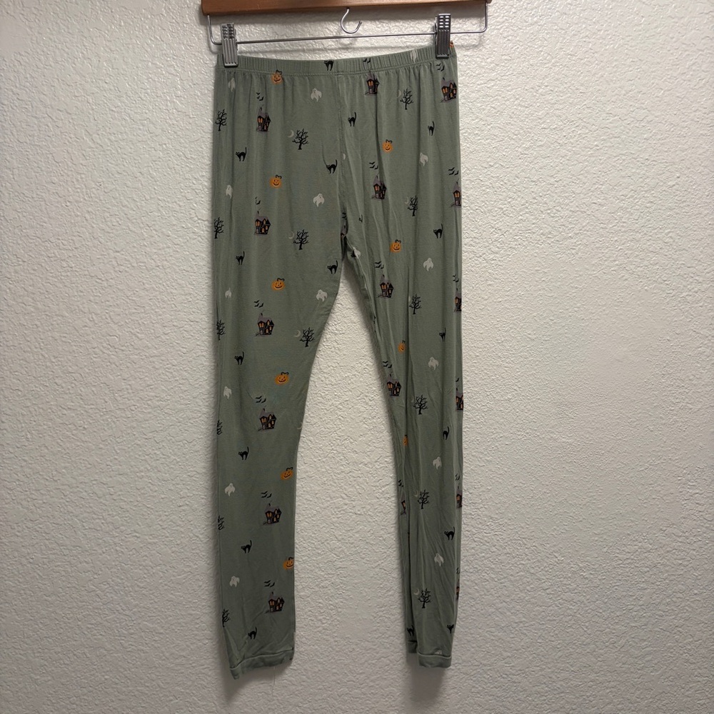 Kyte Bamboo Halloween print sleep Pants Kids size 10 green ghosts & pumpkins